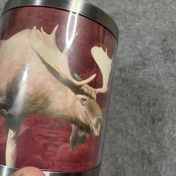 LL Bean Coffee Mug Tin Metal Cup Camping Outdoors Office Work Travel Moose - Picture 11 of 11